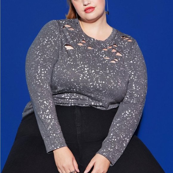 ❤️NWT VINTAGE TORRID LOVESICK DESTRUCTED TEE FOIL ACCENTS - SUPER SOFT PLUS SIZE - Picture 1 of 12